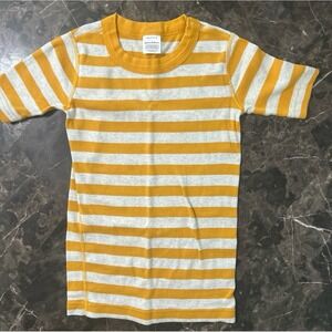 Hanna Andersson Yellow & Light Gray Striped Pajama Shirt Size 10